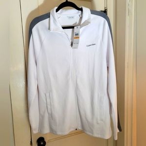 NWT Calvin Klein soft zip up sweatshirt size small men's ,Brilliant White n Gray